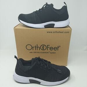 Orthofeet Shoes Womens Size 9 Black Francis Orthopedic Ortho-Cushion Sneakers